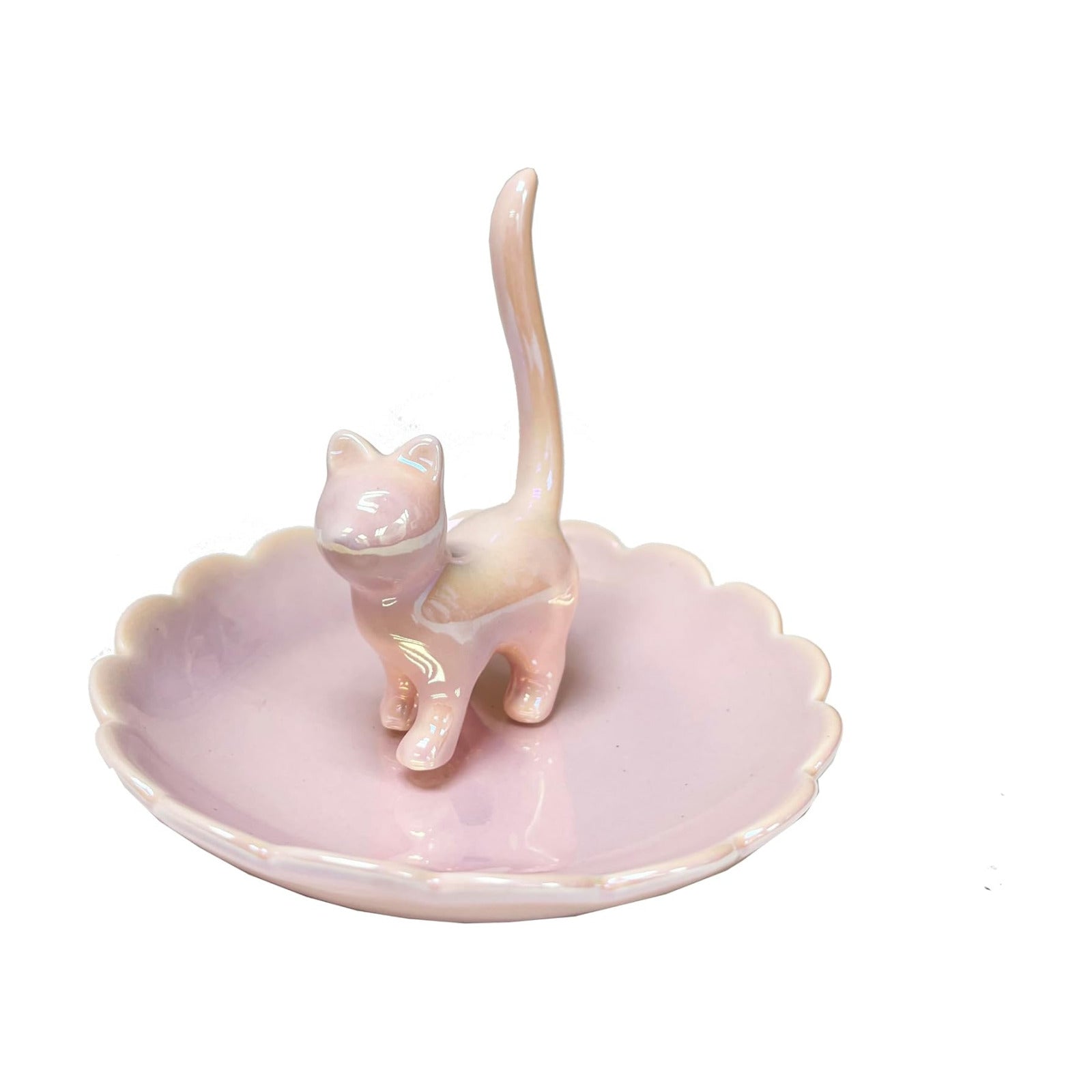 Cat Ring Holder Trinket Tray Ceramic Jewelry Dish Decorative Ring Holder/Trinket Tray / Pink