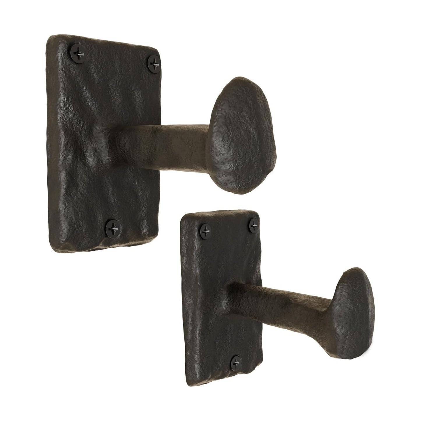 Motris Wall Mount Cast Iron Hooks Coat Towel Bag Hat Hanger Multiuse Entryway Railroad Spike / Black