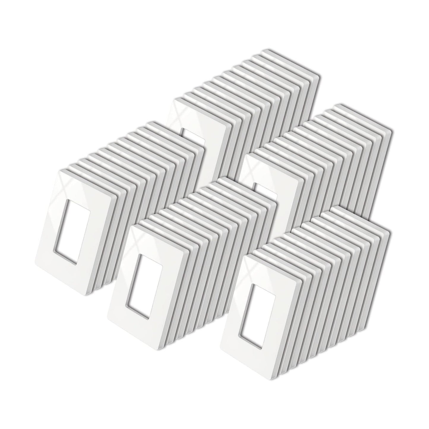 50 Pack BESTTEN 1 Gang Screwless Wall Plate, USWP4 Glossy Off White, Decorator Outlet Cover, Light Switch Face Plate