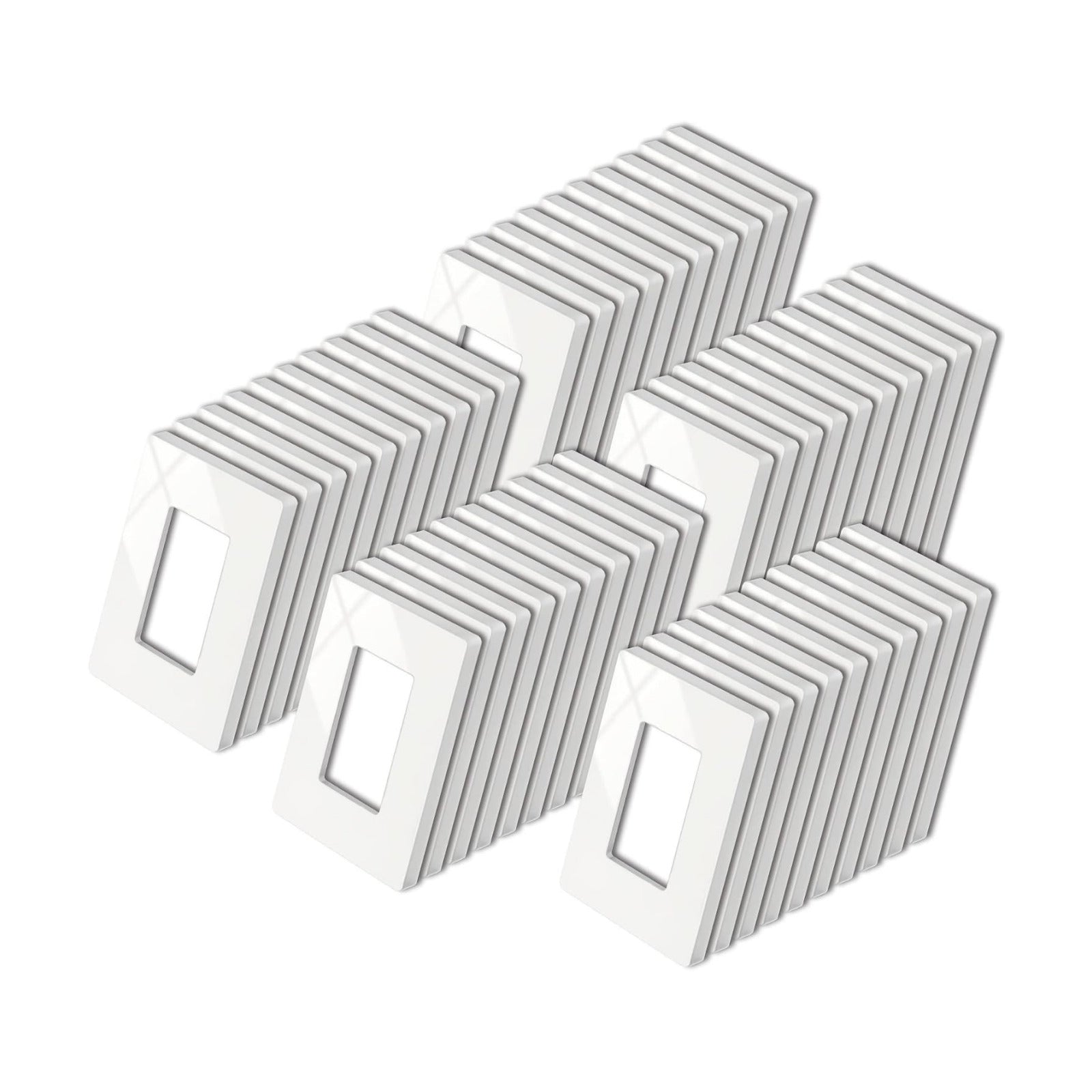 50 Pack BESTTEN 1 Gang Screwless Wall Plate, USWP4 Glossy Off White, Decorator Outlet Cover, Light Switch Face Plate