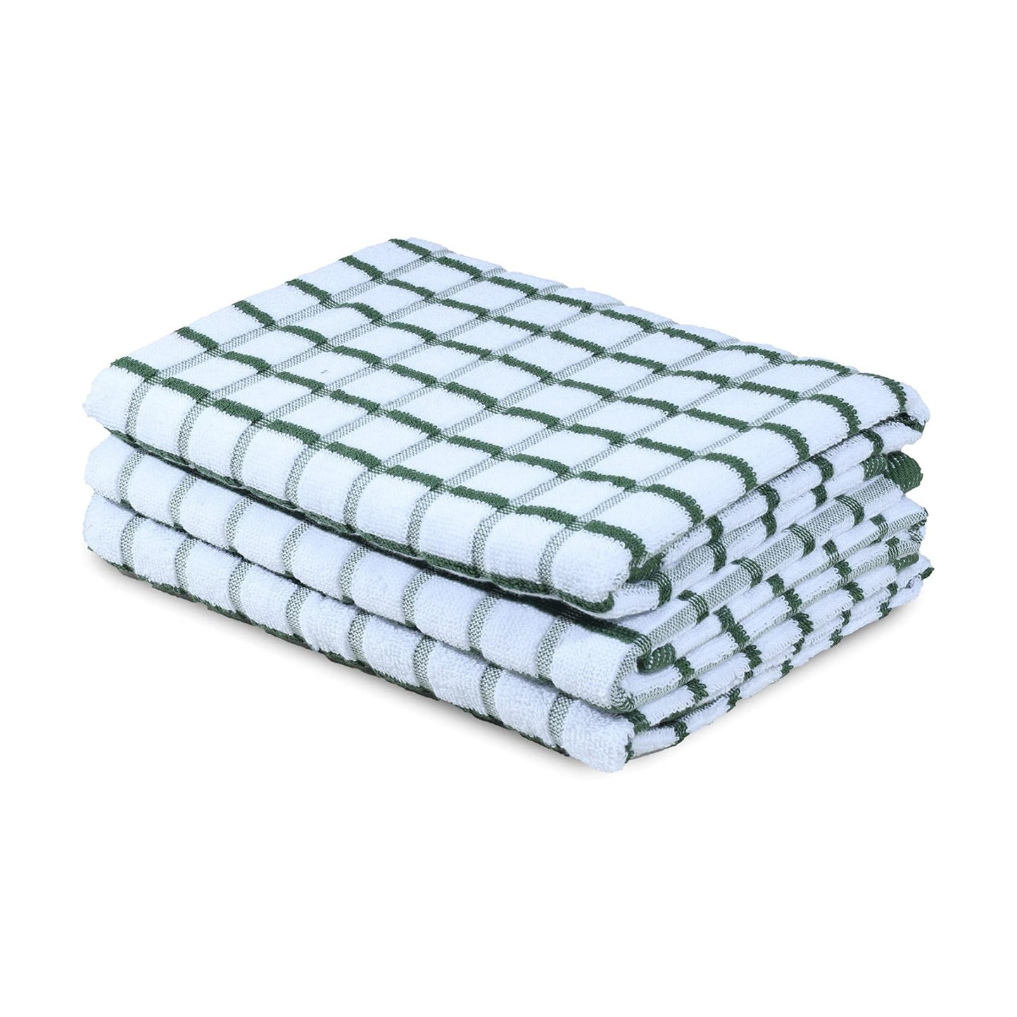 Urban Villa Kitchen Towels Cotton Dish Towels 20”x30” (Set of 3) Green Wht