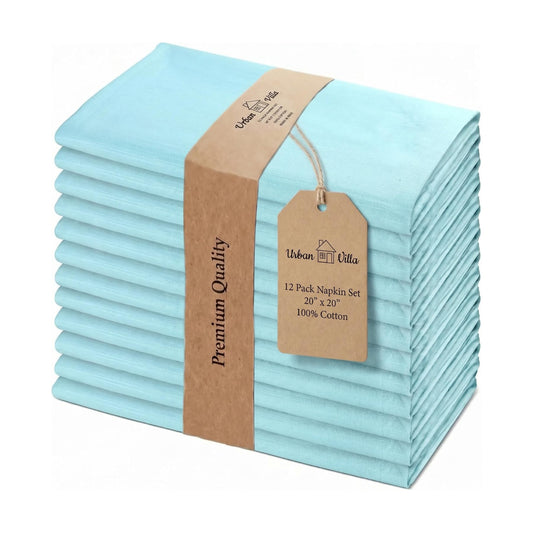 Urban Villa Cloth Napkins Cotton 20x20 (Set of 12) Aqua