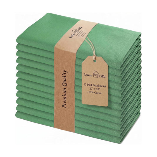 Urban Villa Cloth Napkins Cotton 20x20 (Set of 12) Geen