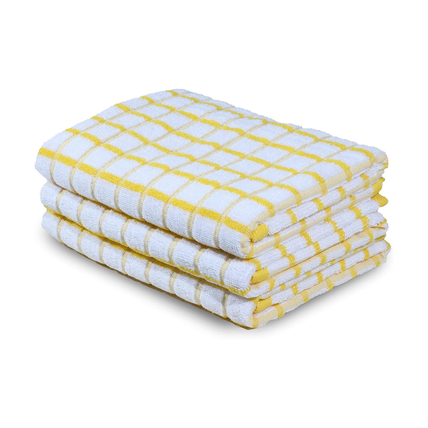 Urban Villa Kitchen Towels Cotton Dish Towels 20”x30” (Set of 3) Yellow Wht