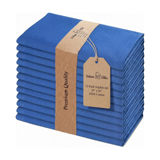 Urban Villa Cloth Napkins Cotton 20x20 (Set of 12) Royal Blue