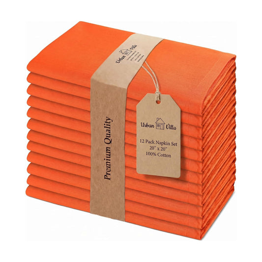 Urban Villa Cloth Napkins Cotton 20x20 (Set of 12) Orange