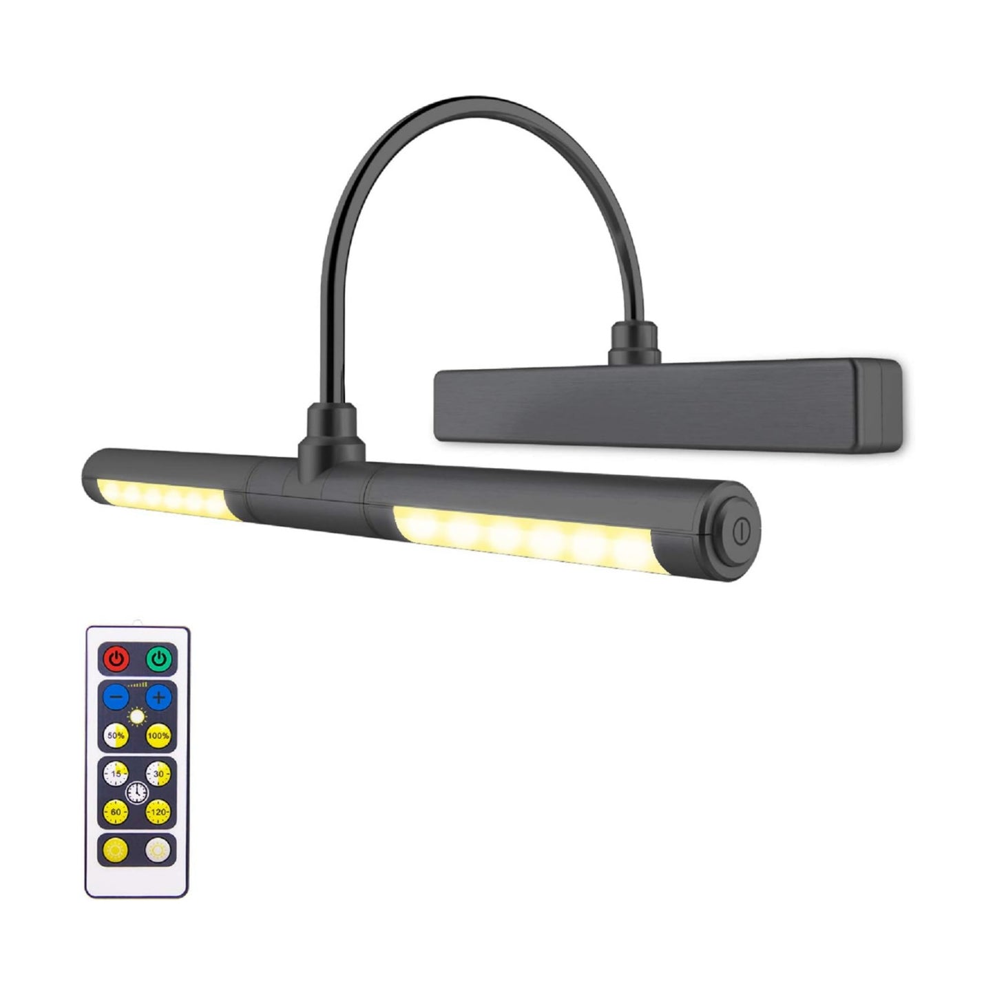 LUXSWAY Wireless Picture Light Battery Operated, Remote Control Painting Light with Rotatable Head, Dimmable and Timer