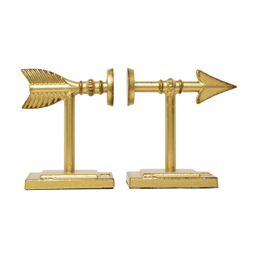 Decorative Cast Metal Arrow Bookends / Gold / Set of 2