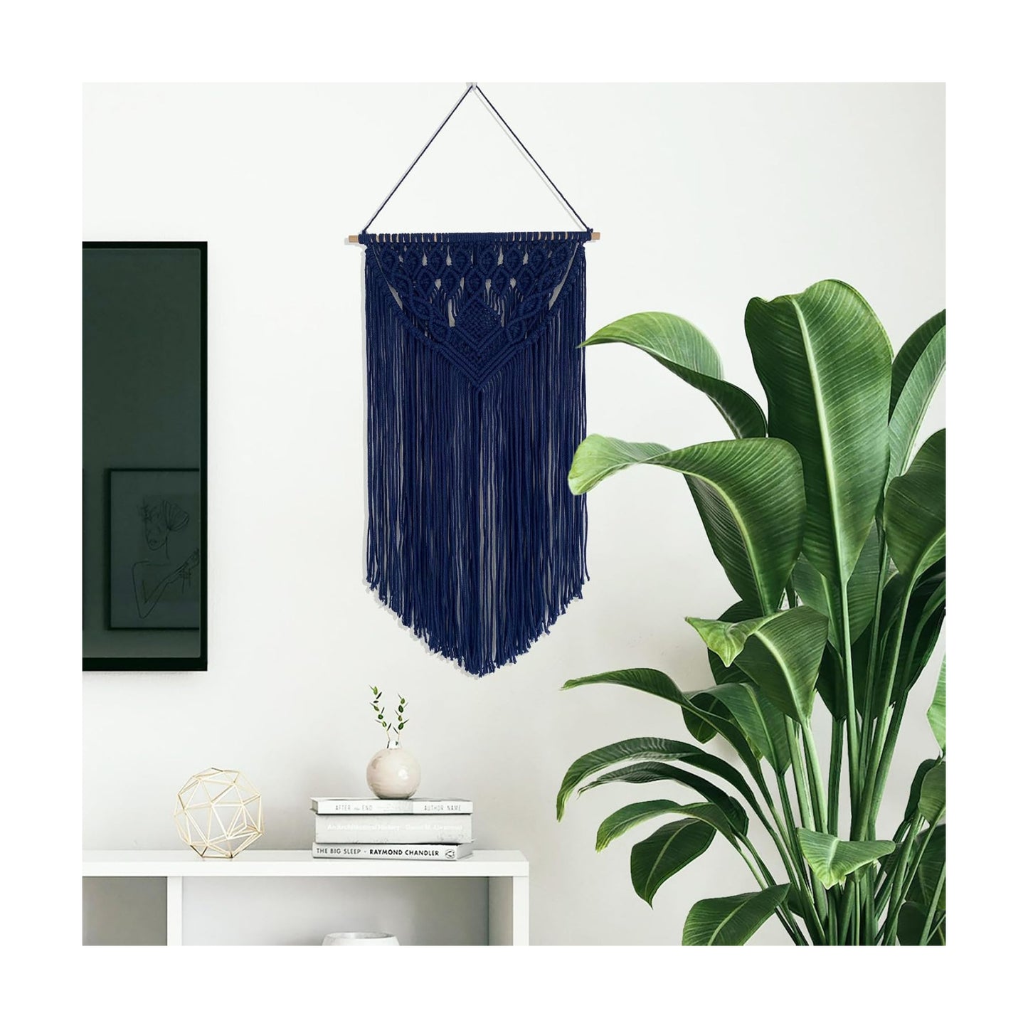 Macrame Wall Hanging Boho Woven Tapestry Home Decor / Navy