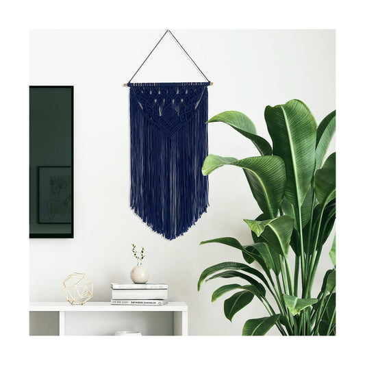 Macrame Wall Hanging Boho Woven Tapestry Home Decor / Navy