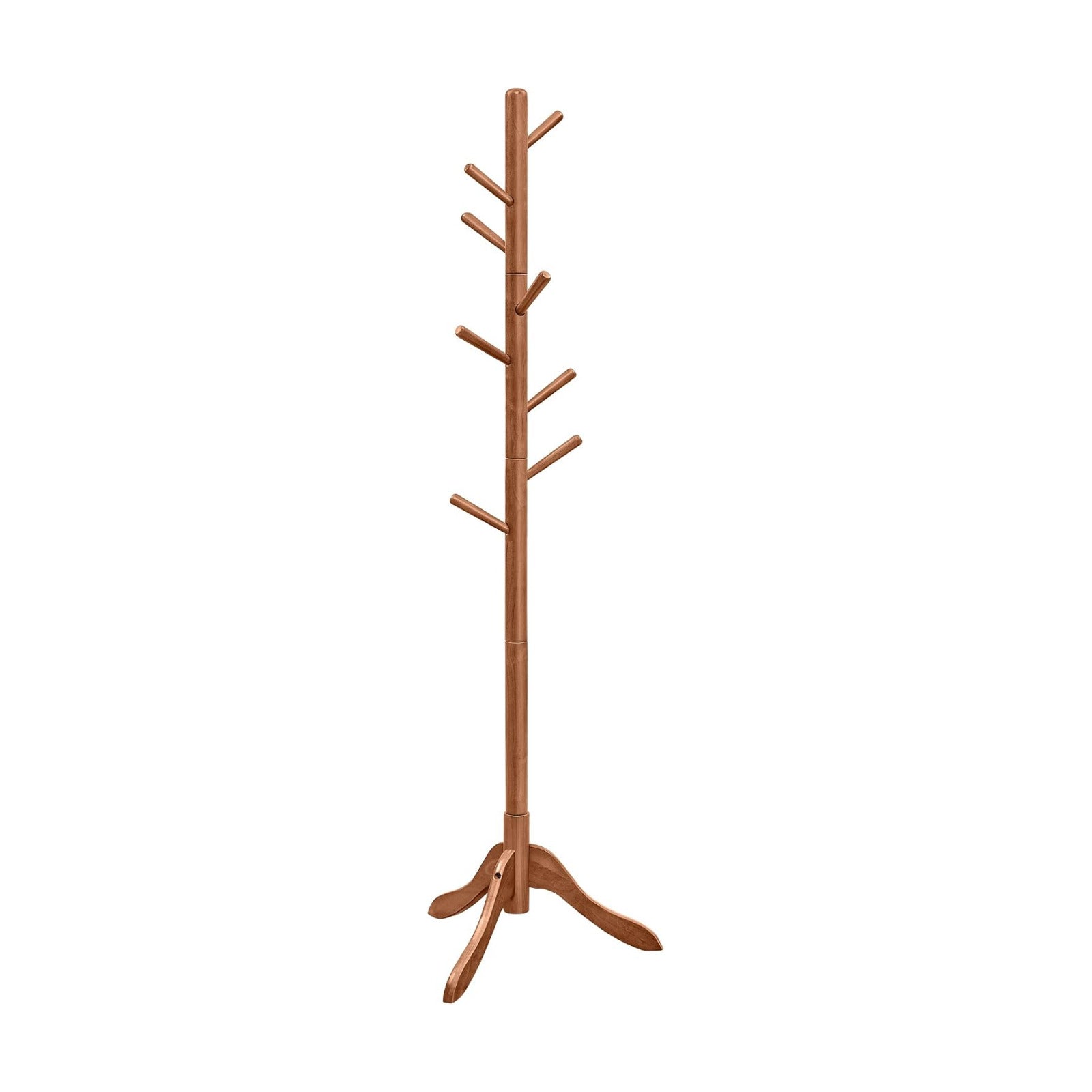 VASAGLE Solid Wood Coat Rack, Free Standing, Tree-Shaped, with 8 Hooks | Coat Tree，3 Height Options, for Clothes, Hats