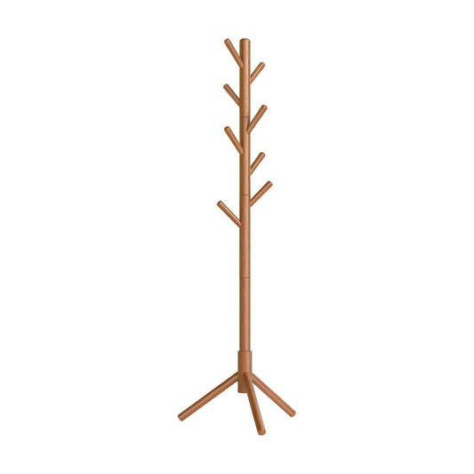 VASAGLE Solid Wood Coat Rack, Free Standing Tree-Shaped Coat Rack with 8 Hooks, 3 Height Options, for Clothes, Hats