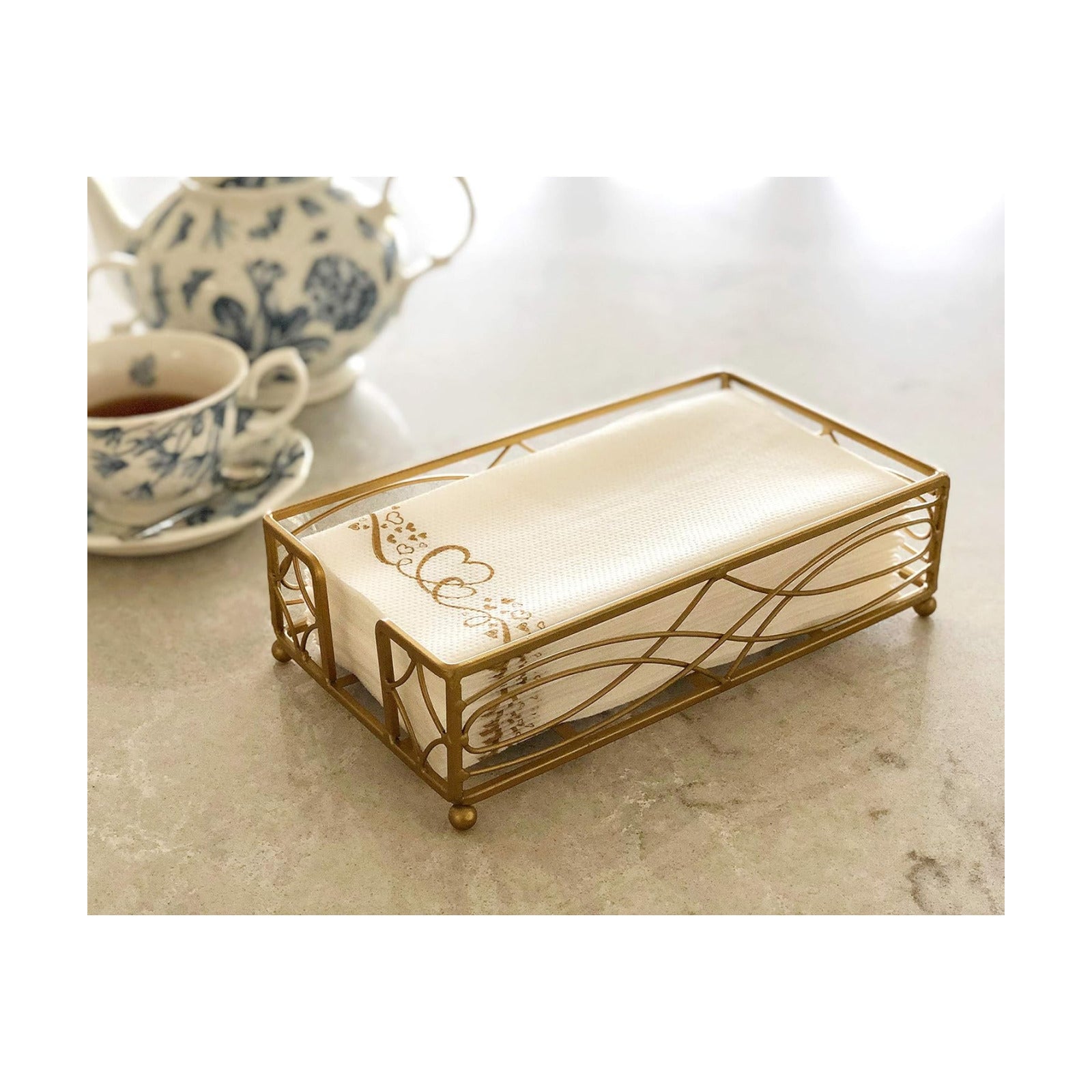 Disposable Paper Hand Towel Storage Tray Caddy / Gold Wave
