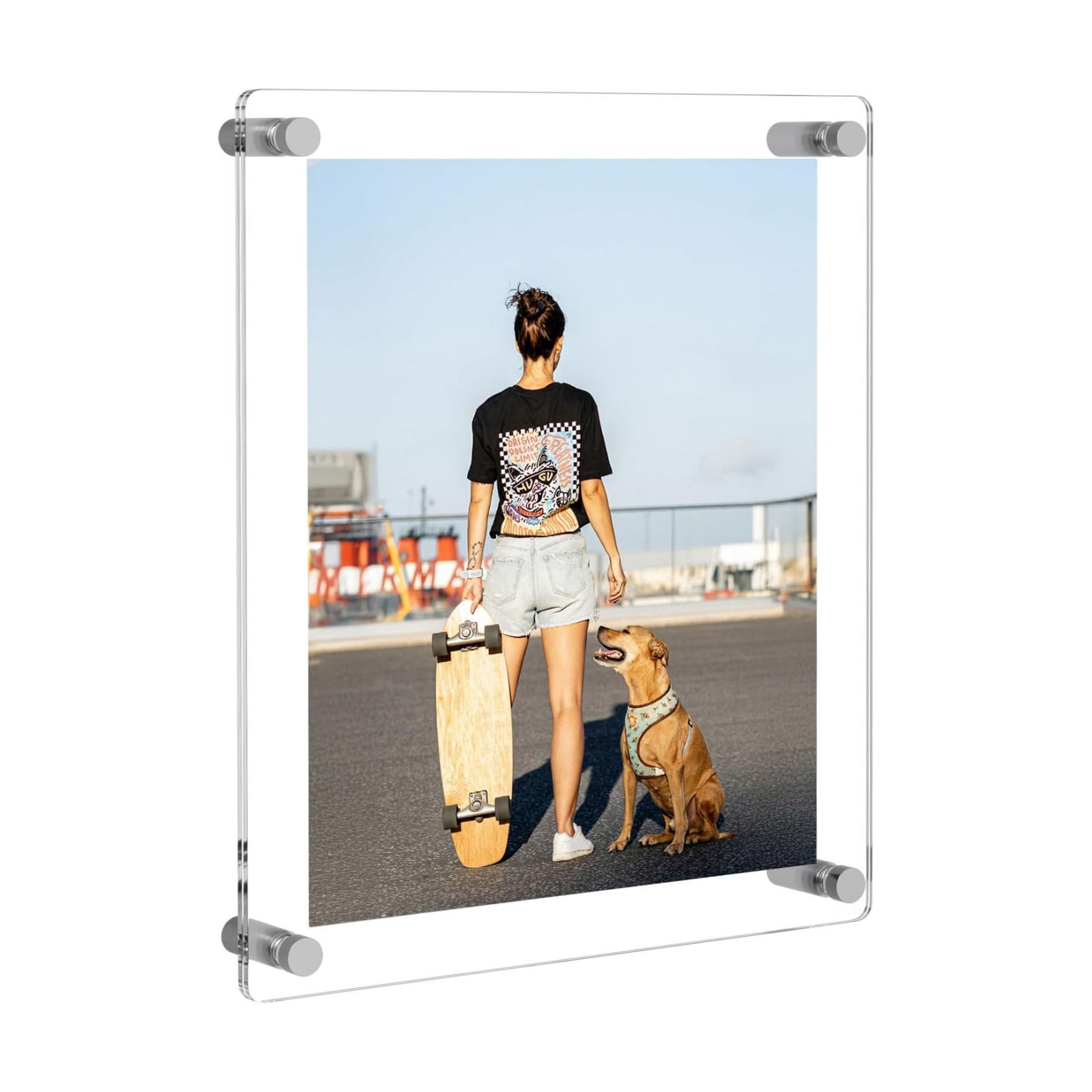 NIUBEE 8x10 Clear Acrylic Picture Frame Floating Wall Mount | Full Frame is 9.7x11.7 inch, Frameless Picture Frame for