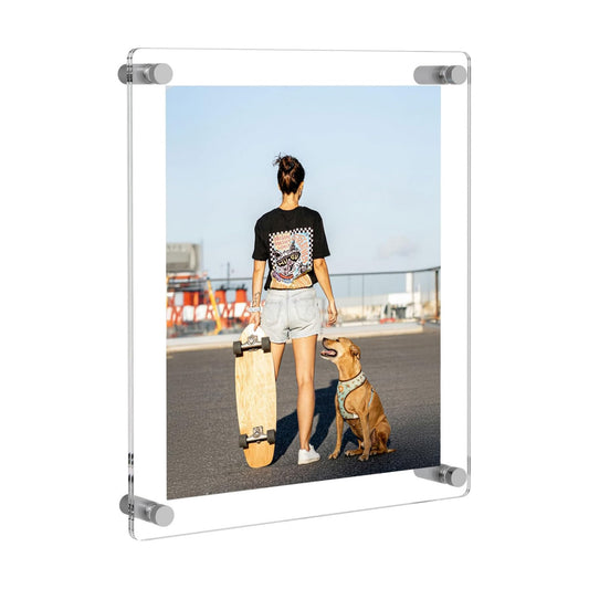 NIUBEE 8x10 Clear Acrylic Picture Frame Floating Wall Mount | Full Frame is 9.7x11.7 inch, Frameless Picture Frame for