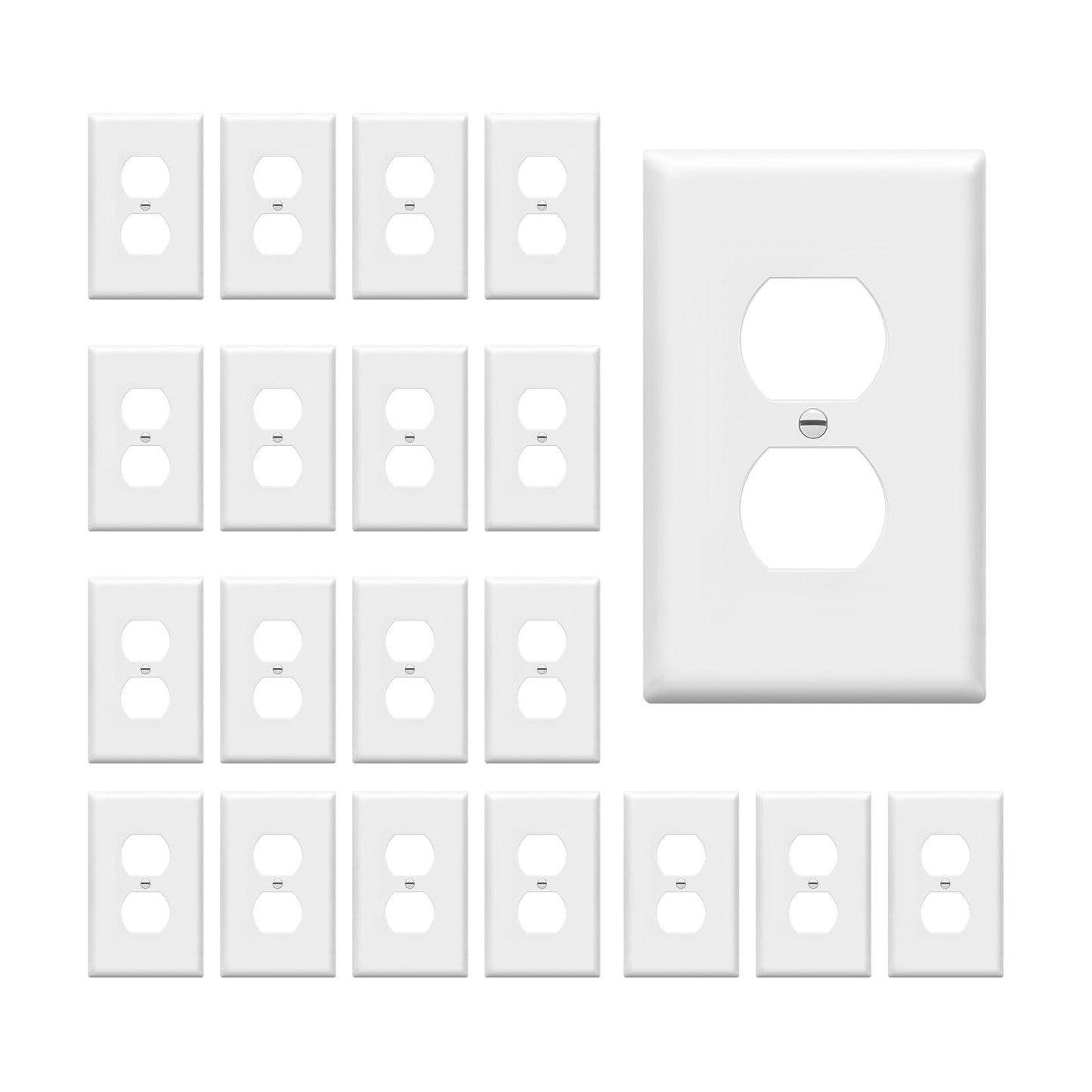 ENERLITES Duplex Receptacle Outlet Wall Plate, Electrical Outlet Cover, Midway Size 1-Gang 4.88" x 3.11", Unbreakable
