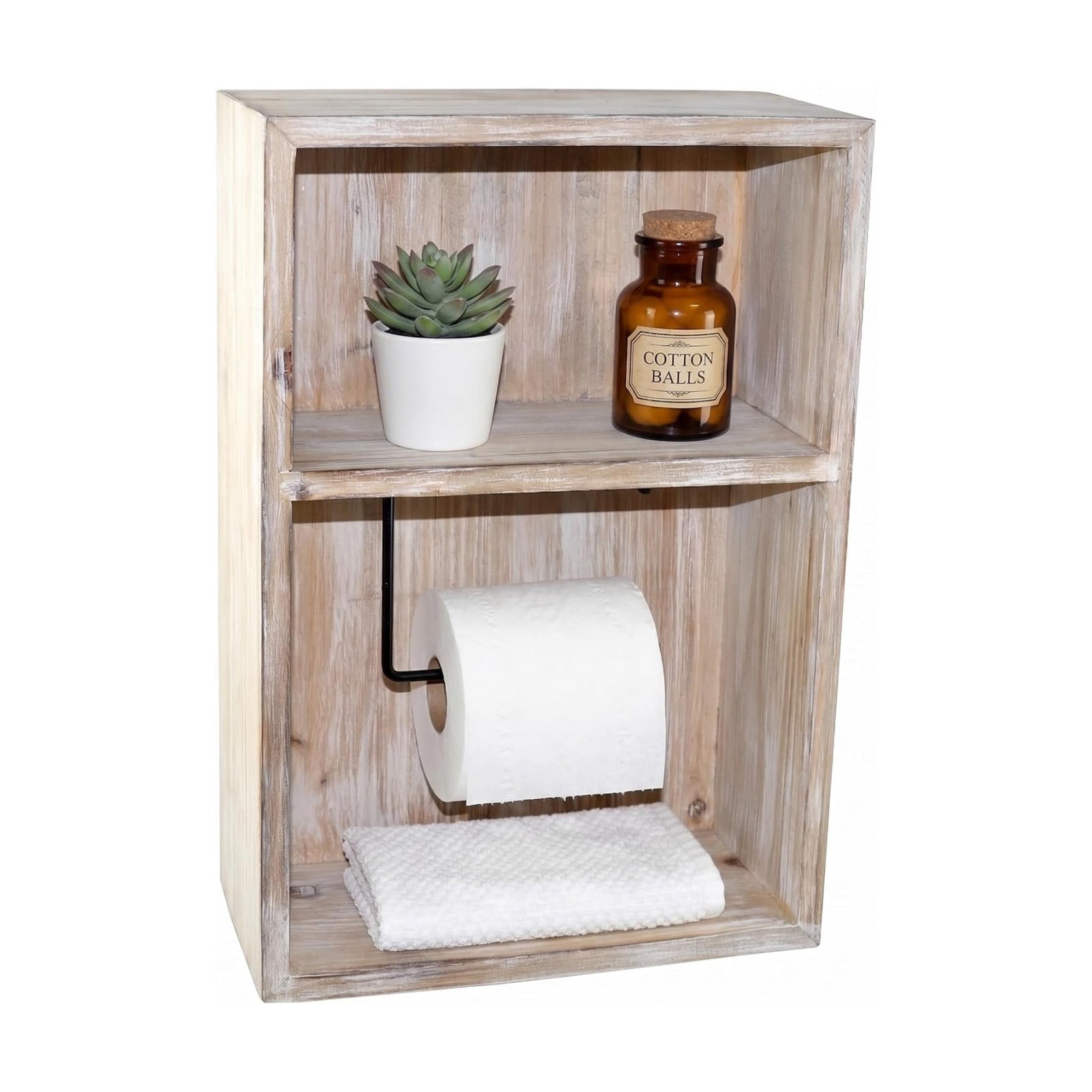 Wall Mount Toilet Paper Holder, Decorative Tissue Paper Roll Dispenser Floating Shelf, Recessed Cubby Box Bracket