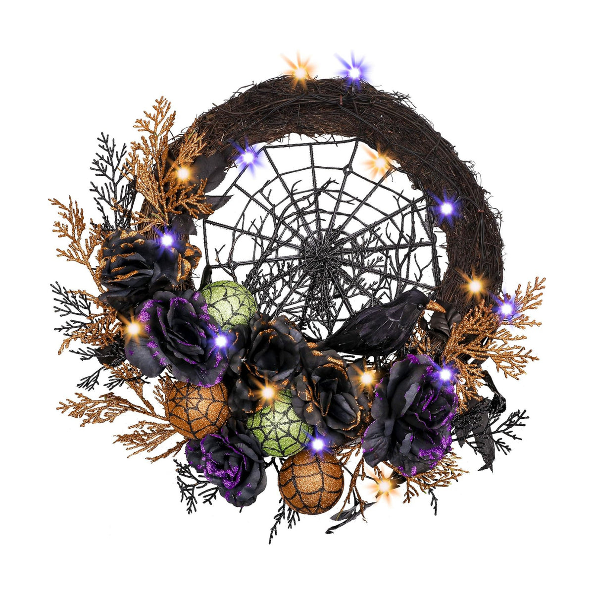 Valery Madelyn 24" Pre-Lit Halloween Wreath for Front Door Decor