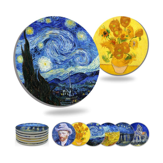 Coasters for Drinks Ceramic Art Coasters Set / Van Gogh / Set of 6