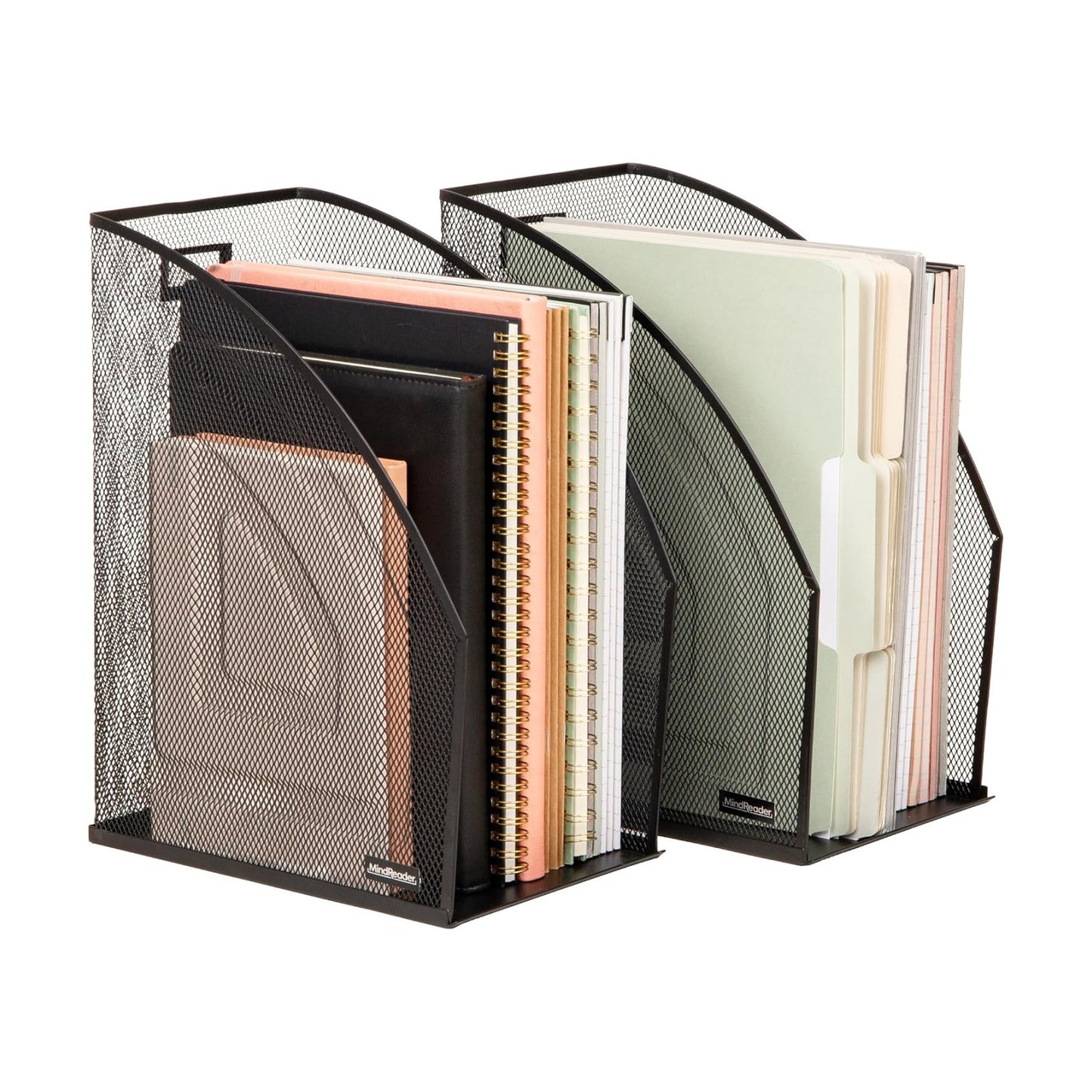 Mind Reader Vertical File Organizers, Desktop File Holders for Folders, Magazines, and Paperwork, Workspace Organizer