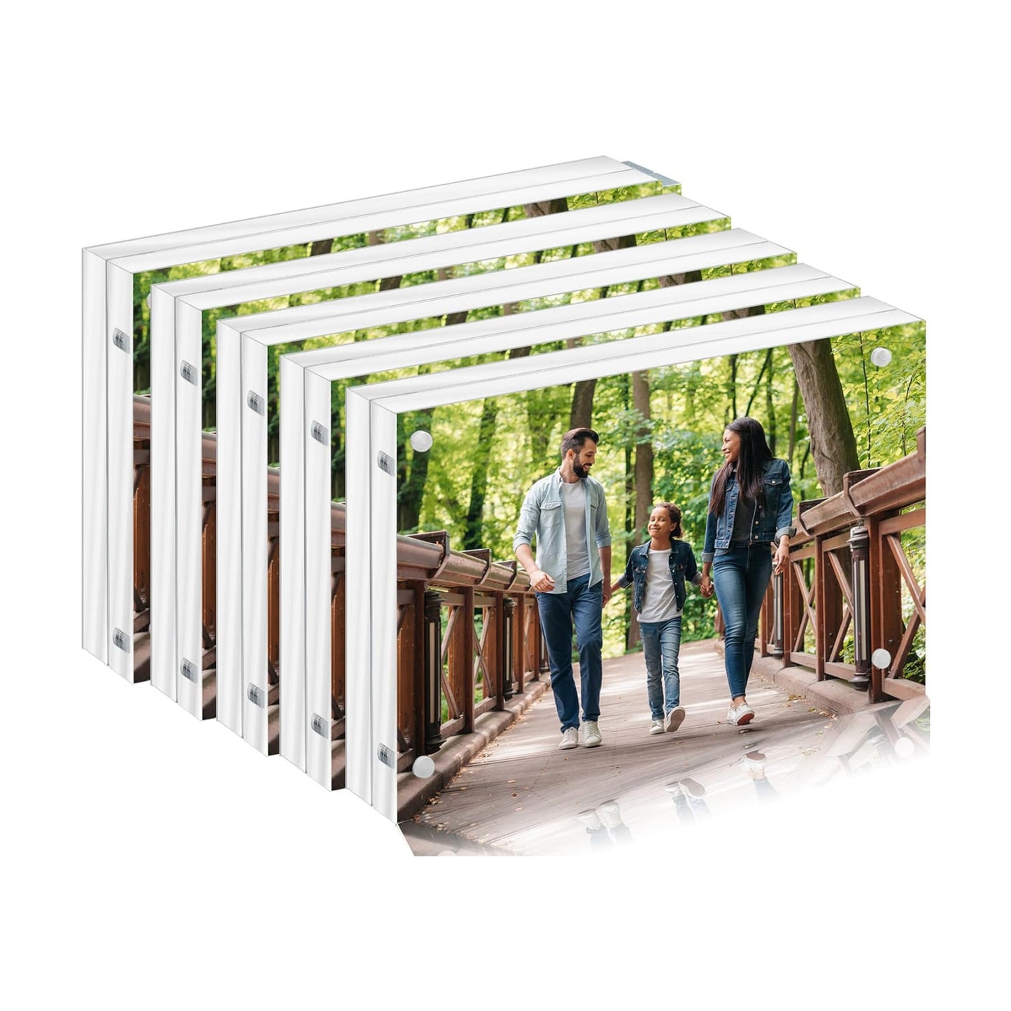 5PACK Acrylic Picture Frames 4x6 Magnetic Acrylic Picture Frames,Freestand Photo Frame Bulk,4 by 6 Clear Double-Sided