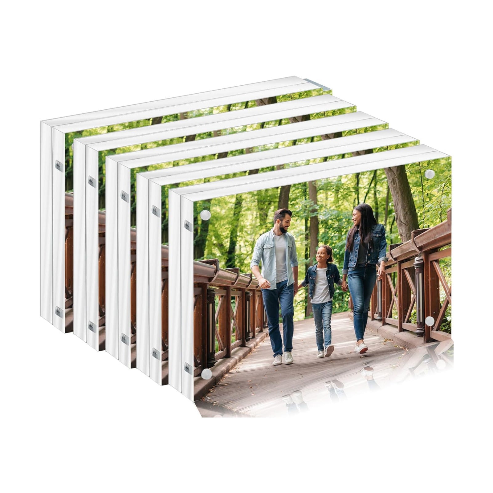 5PACK Acrylic Picture Frames 4x6 Magnetic Acrylic Picture Frames,Freestand Photo Frame Bulk,4 by 6 Clear Double-Sided