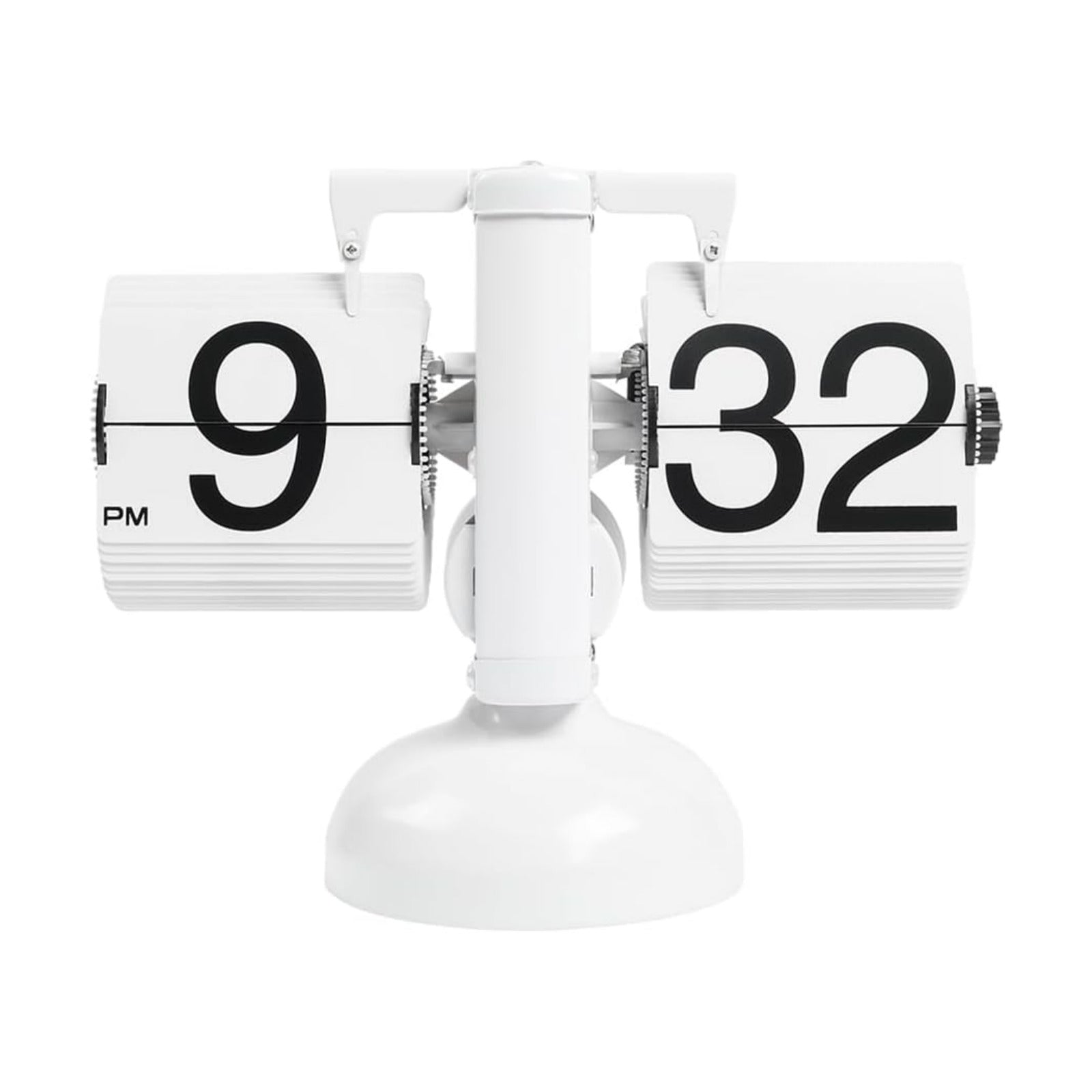 mooas Flip Desk Clock (White), Retro Vintage Design Auto Flip Table Clock | Large Number Battery Powered Internal Gear