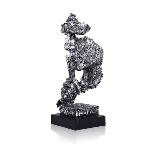 Handcrafted Silent Men Statues Resin Abstract Sculpture Office Home Decor Figurine / Silence Silver