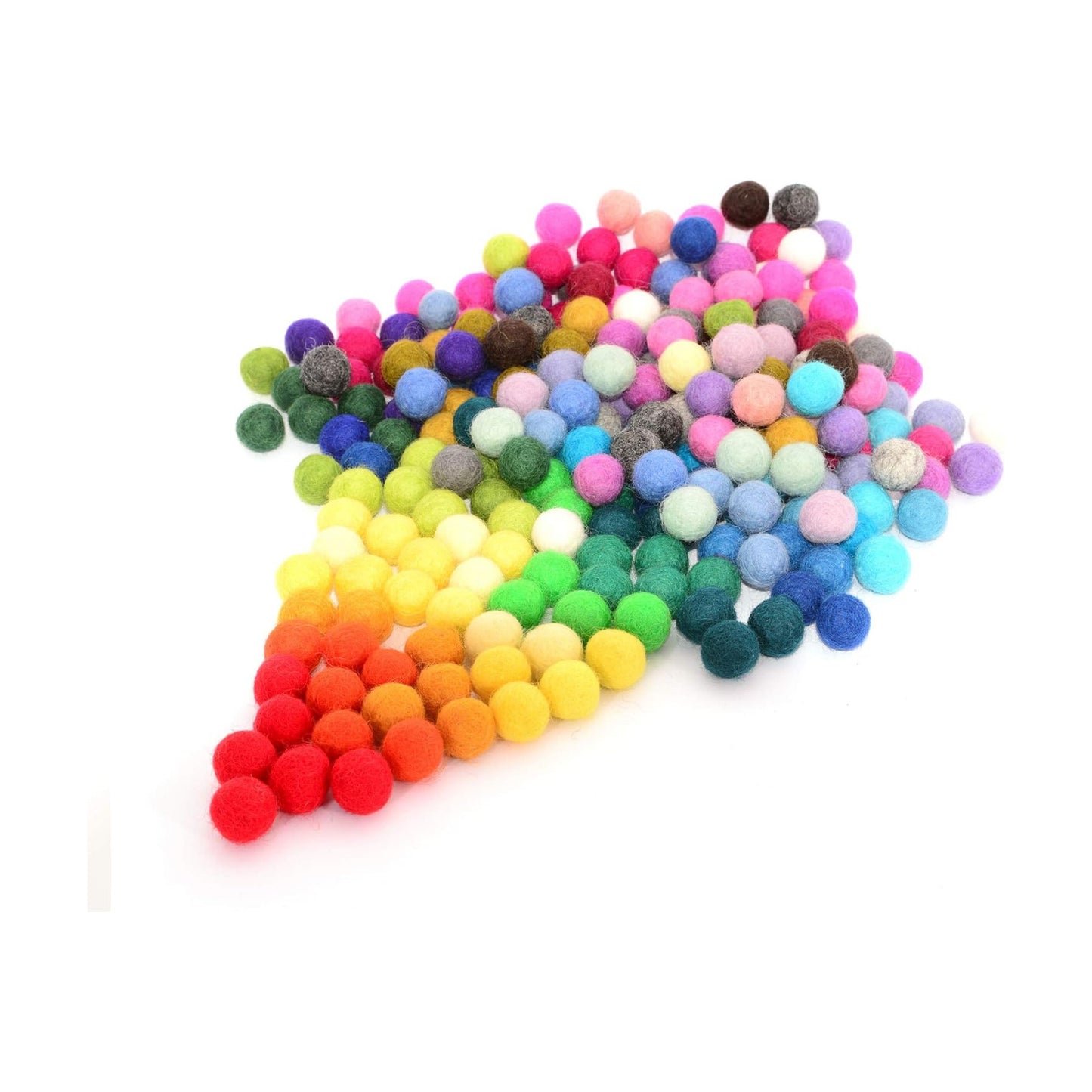 Glaciart One Felt Pom Poms, Wool Balls (240 Pieces) 1.5 cm – 0.6 Inch, Handmade Felted 40 Color (Red, Pink, Blue
