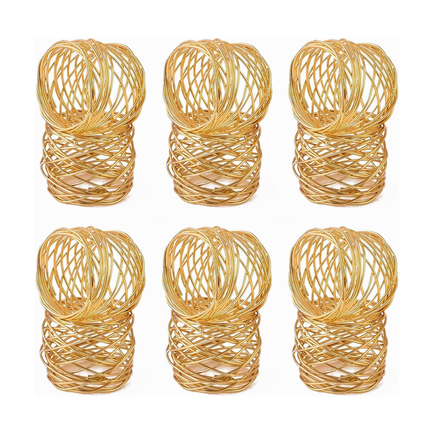 ALPHA Living HOME Gold Napkin Rings 12 Set of Premium 100% Metal, Rust-Resistant Tabletop Décor - Napkin Holders