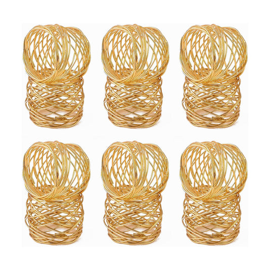 ALPHA Living HOME Gold Napkin Rings 12 Set of Premium 100% Metal, Rust-Resistant Tabletop Décor - Napkin Holders