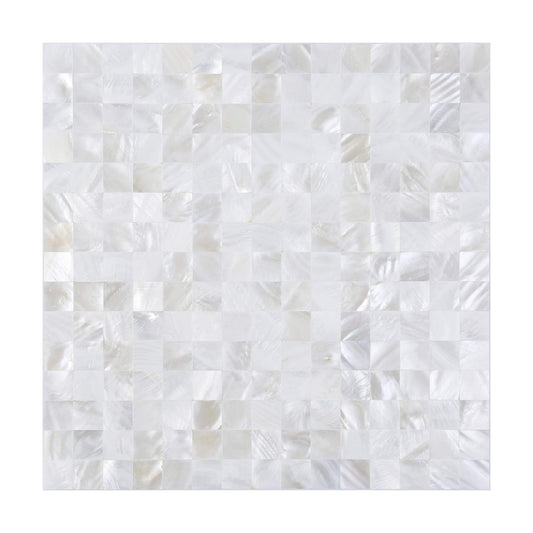 Mother of Pearl Self Adhesive Wall Tiles / White / Set of 10