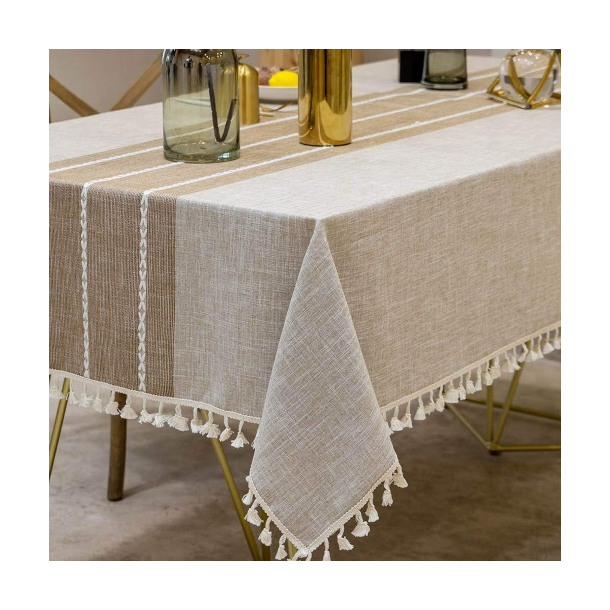 Deep Dream Tablecloths, Waterproof Table Cloth, Linens Wrinkle Free Anti-Fading, Rustic Table Cover Decoration for Kitchen Dinning Party Christmas (Square,55''x55'',4 Seats, Light Coffee)