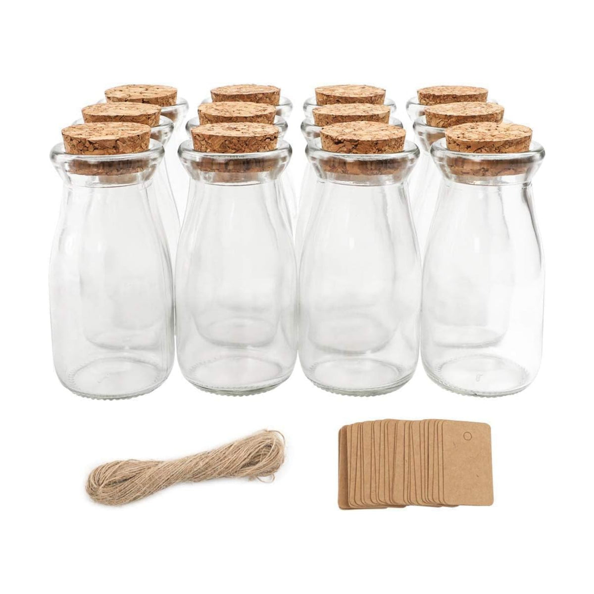 CUCUMI 12pcs 3.4oz Small Glass Jars with Cork Lids Mini Storage Bottles