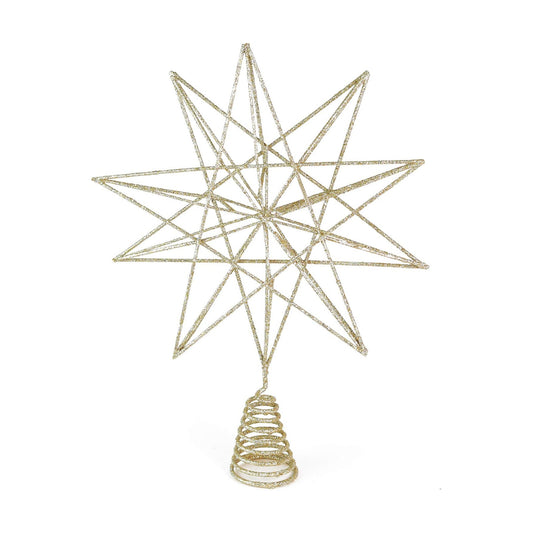 Glitter Star Christmas Tree Topper - 3-D Star Decor Ornament Decoration 13"