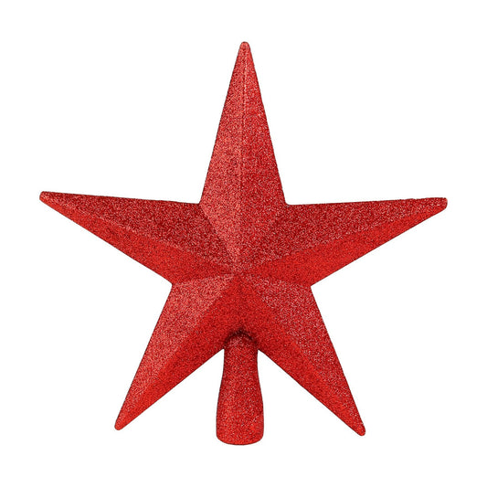 Glitter Star Christmas Tree Topper - 8" Red Xmas Holiday Decor Ornament