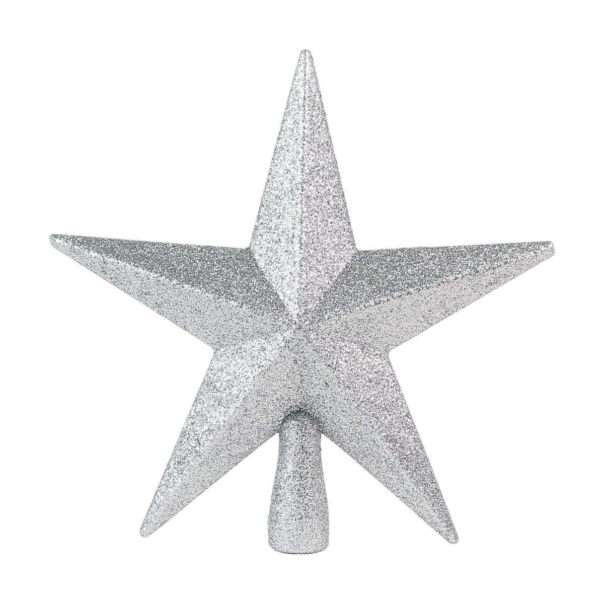 Glitter Star Christmas Tree Topper - 8" Silver Xmas Holiday Decor Ornament