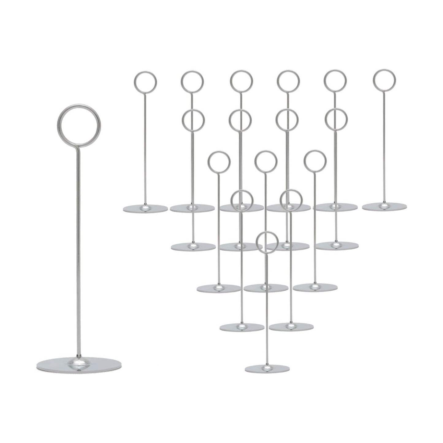 Urban Deco 16 Pieces Table Card Holder 8 inches Silver Place Steel Card holders for Photos, Food Signs, Memo Notes