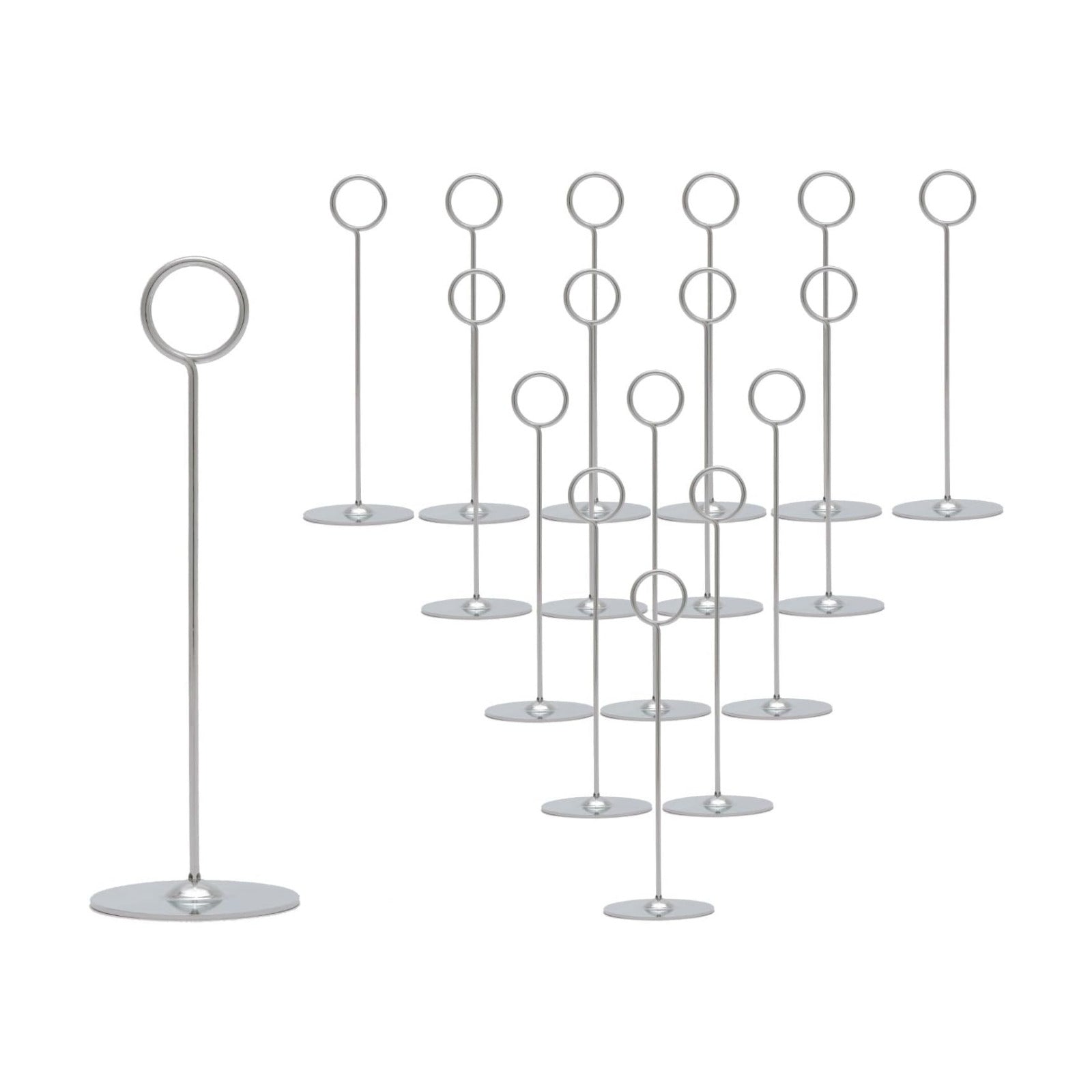 Urban Deco 16 Pieces Table Card Holder 8 inches Silver Place Steel Card holders for Photos, Food Signs, Memo Notes
