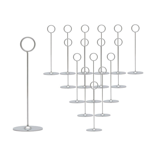 Urban Deco 16 Pieces Table Card Holder 8 inches Silver Place Steel Card holders for Photos, Food Signs, Memo Notes