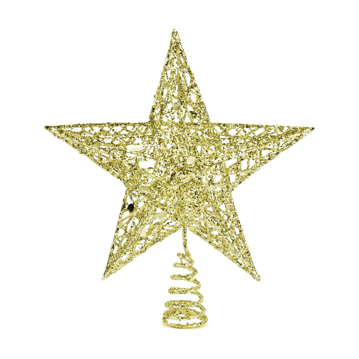 Silver Star Christmas Tree Topper - Gold Ornament Holiday Decoration 9 Inch