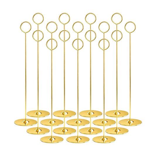 Urban Deco 16PK Gold Table Number Holders Place Card Holders 12 Inch Table Card Holders Steel Card Holders for Photos