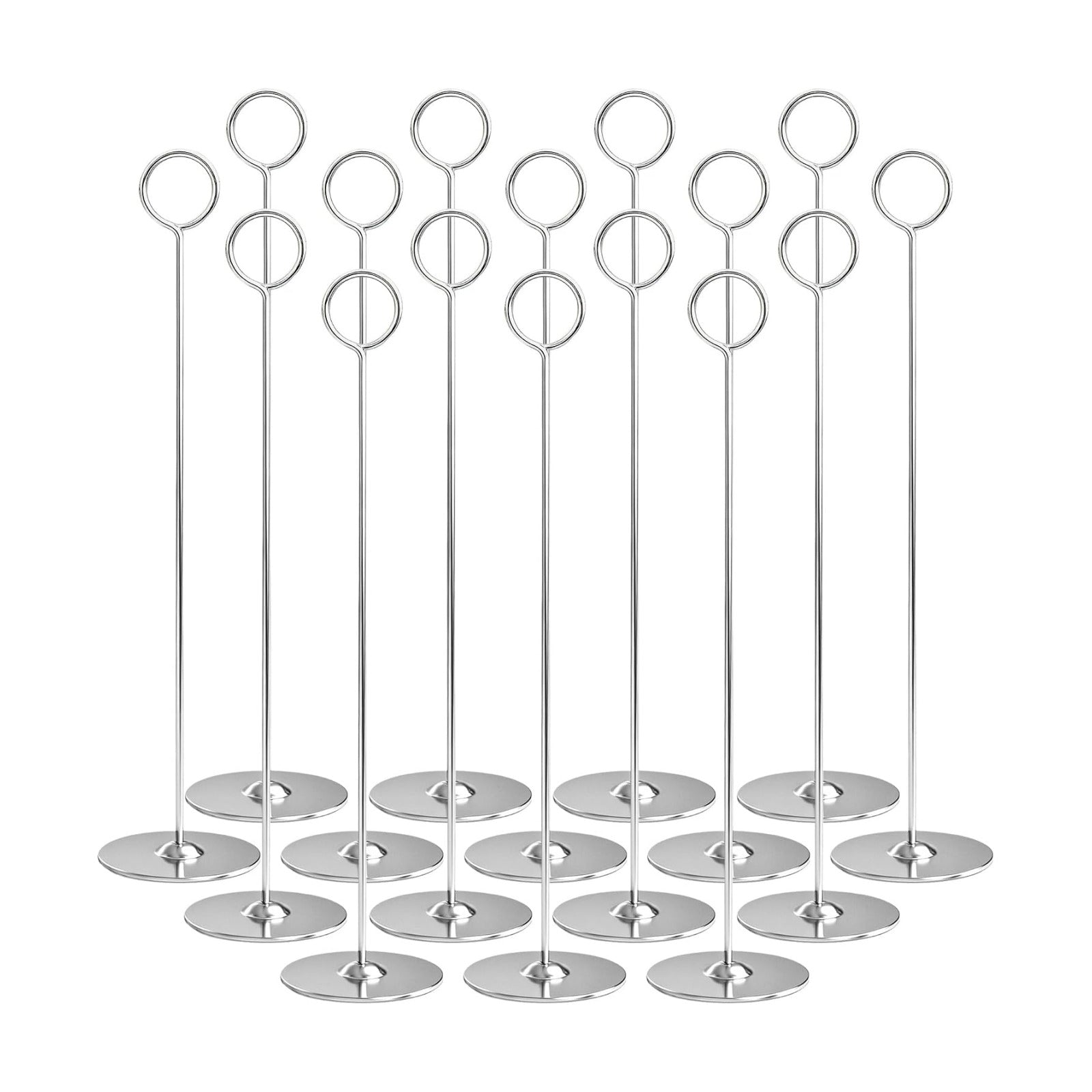 Urban Deco 12 Inch Silver Steel Place Card Holder,16 Pack Table Number Holder
