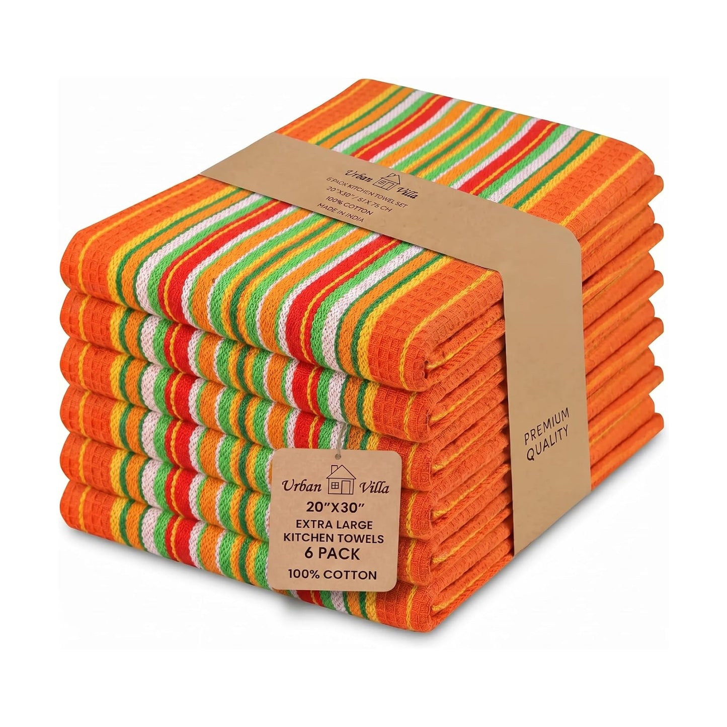 Urban Villa Kitchen Towels Cotton Dish Towels 20”x30” (Set of 6) Orange