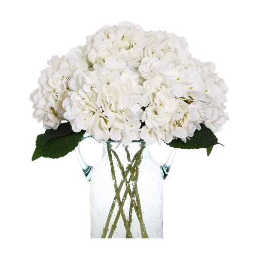 Hydrangea Artificial Flowers Silk Fake Hydrangeas Faux Hydrangea Flowers / White / Set of 6