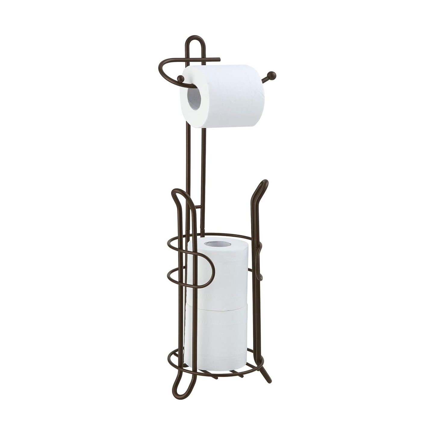 SunnyPoint Freestanding Toilet Paper Holder with Storage – Holds 3 Spare Rolls, Heavy-Duty Steel, Oil Bronze Finish