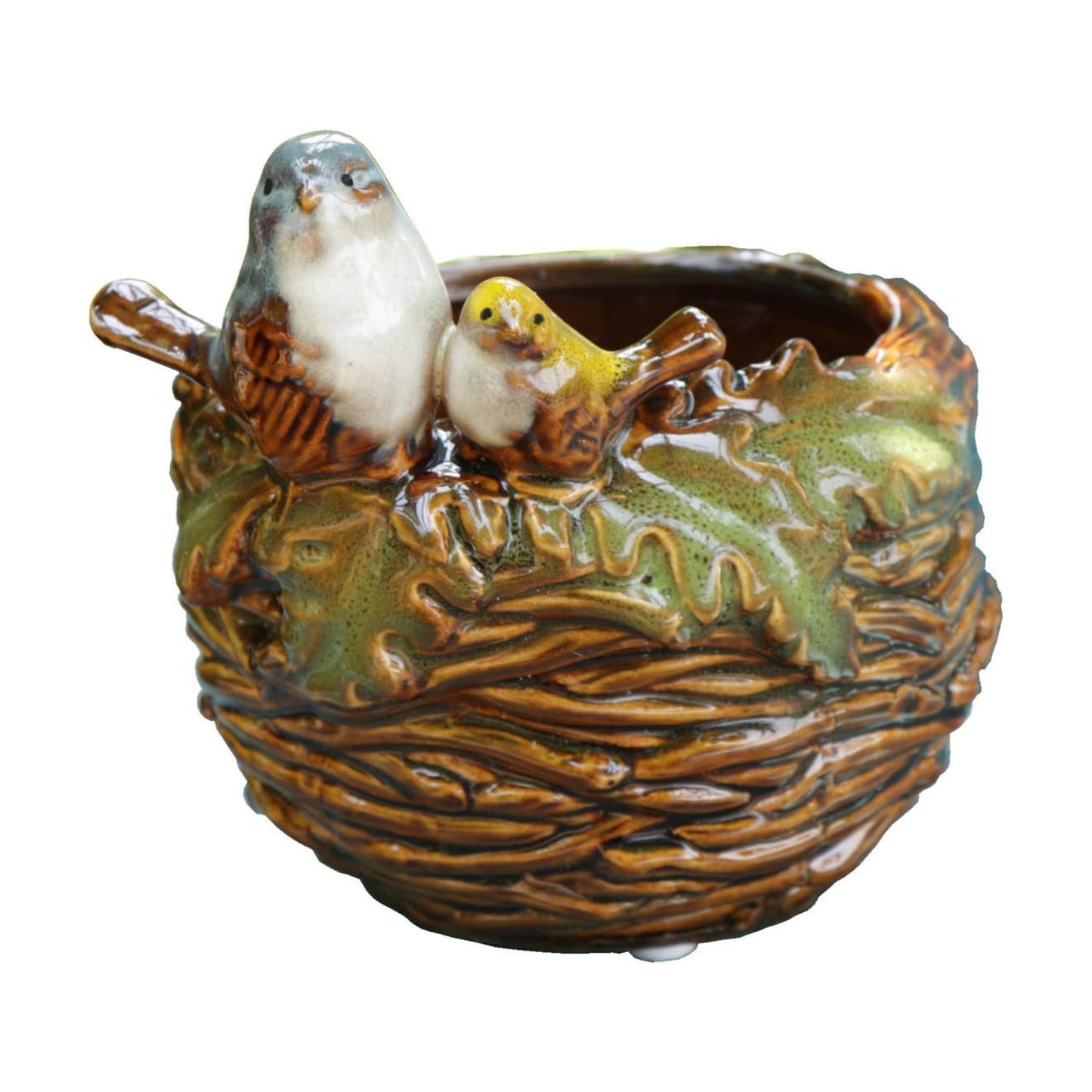 Handmade Ceramic Bird Nest Succulent Planter/Plant Pot Flower Pot Bonsai Home Garden Décor Birds