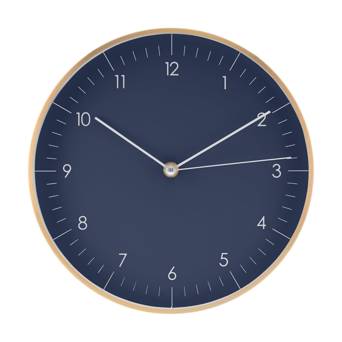 Modern Silent Quartz Wall Clock, 10in, Dark Blue & Gold | Royal color, Non-ticking, Analog, Easy-to-read display