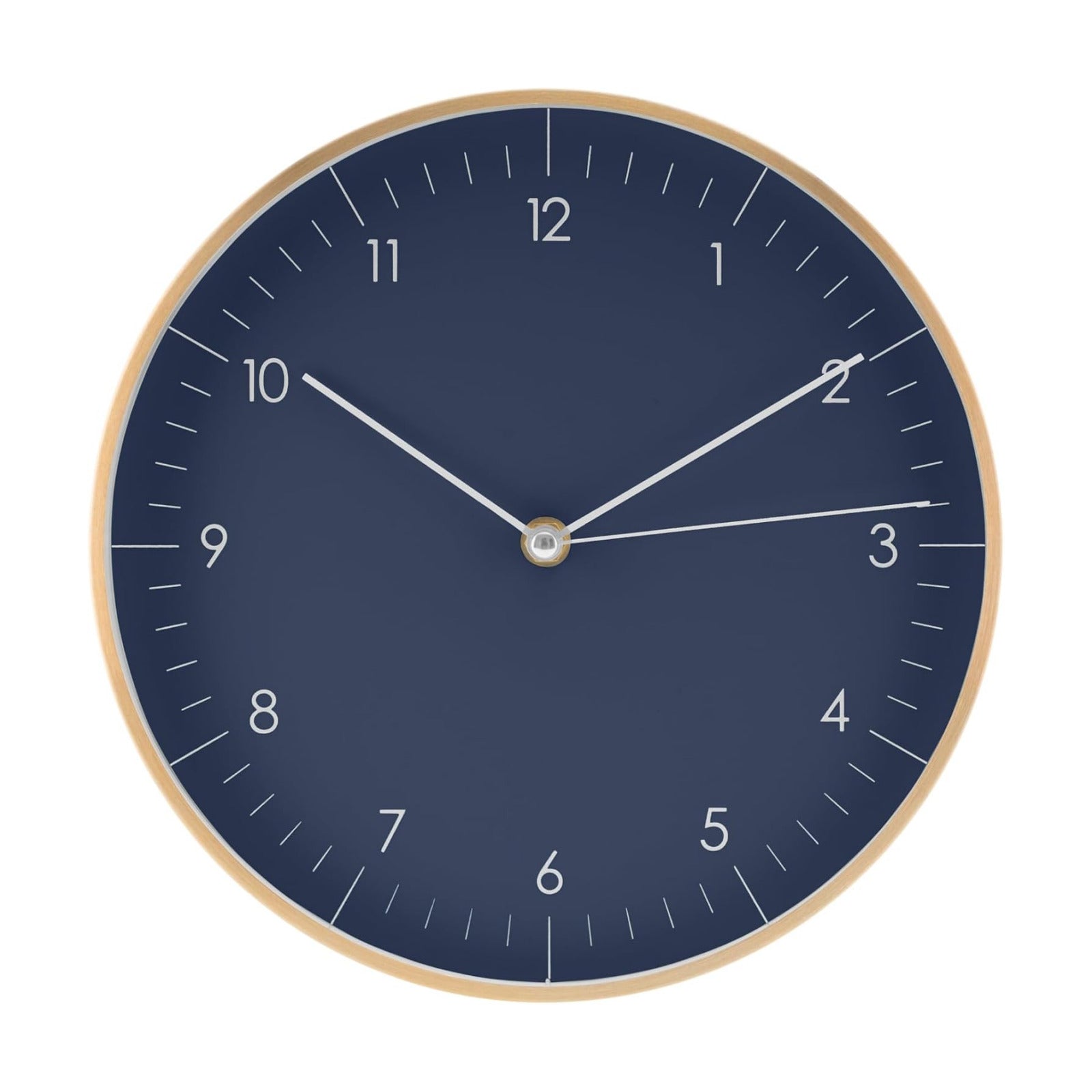 Modern Silent Quartz Wall Clock, 10in, Dark Blue & Gold | Royal color, Non-ticking, Analog, Easy-to-read display