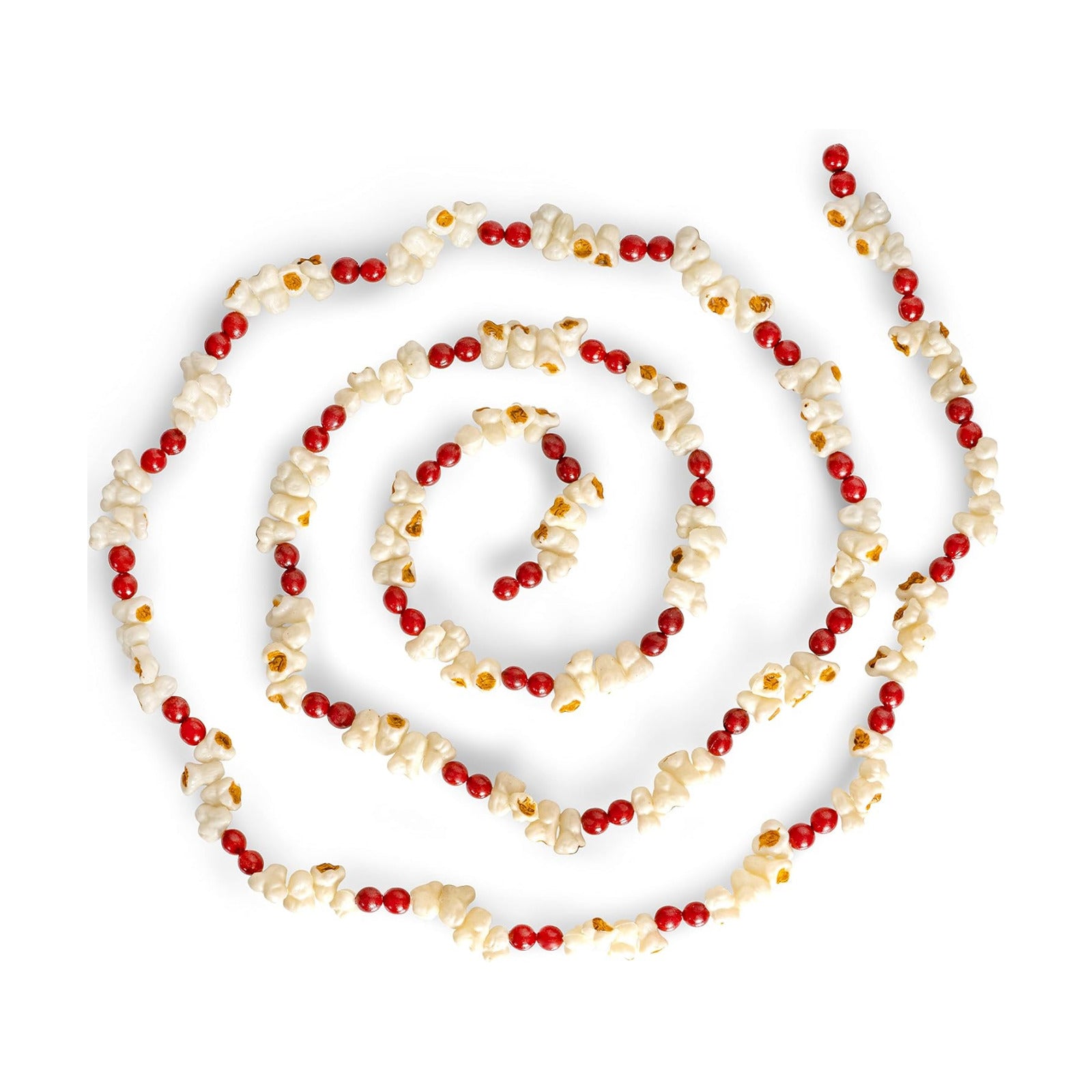 Popcorn Cranberry Wooden Christmas Garland - Red Tree Bead Decoration